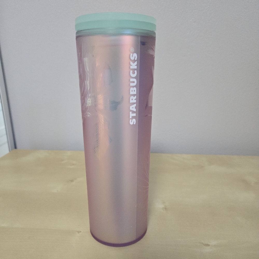 2022 Starbucks Iridescent/Holographic Pink Teal Mermaid Hot & Cold Tumbler 16oz